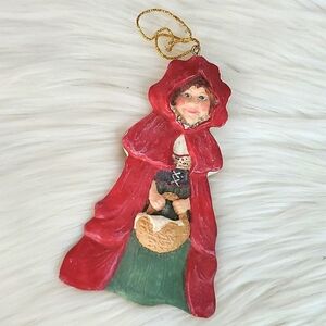 Kurt S. Adler 90s Christmas Ornament Little Red Riding Hood Big Bad Wolf 5.5" 3D